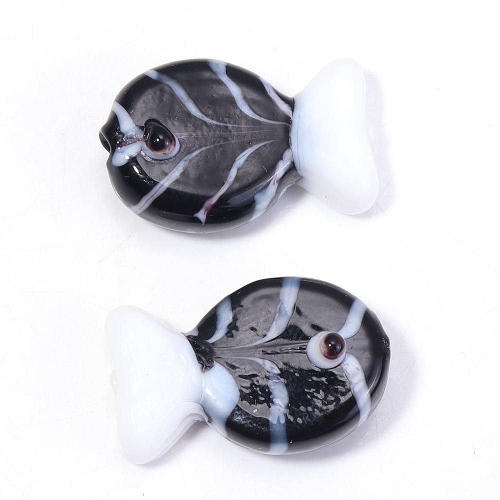 2pcs 13X20mm Lampwork Fish Beads Cute Animal Glass Loose Spacer Beads For Jewelry Making DIY Bracelets Necklace Accessories