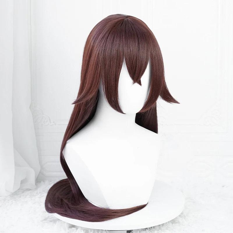 Anime Amber Cosplay Perücke Spiel Impact Lang Gerade Braun Hitzebeständiges Synthetisches Haar Party Unisex Perücken + Perückenkappe