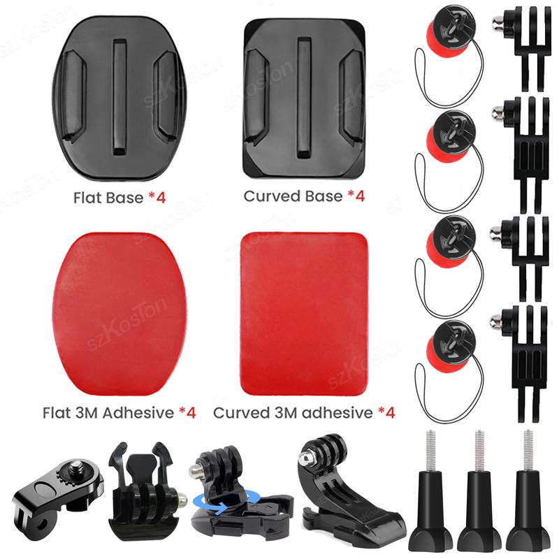 Helmet Adhesive Sticky Mounts Flat Curved Mount For GoPro Hero 13 12 11 10 9 8 Insta360 X5 X4 AKASO DJI OSMO Action 5 Pro SJCAM