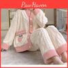 Womens Casual Thickened Pajama Colorblock Set Long Sleeve Round Neck Top Pants Comfortable Relaxed Fit For Fall Winter