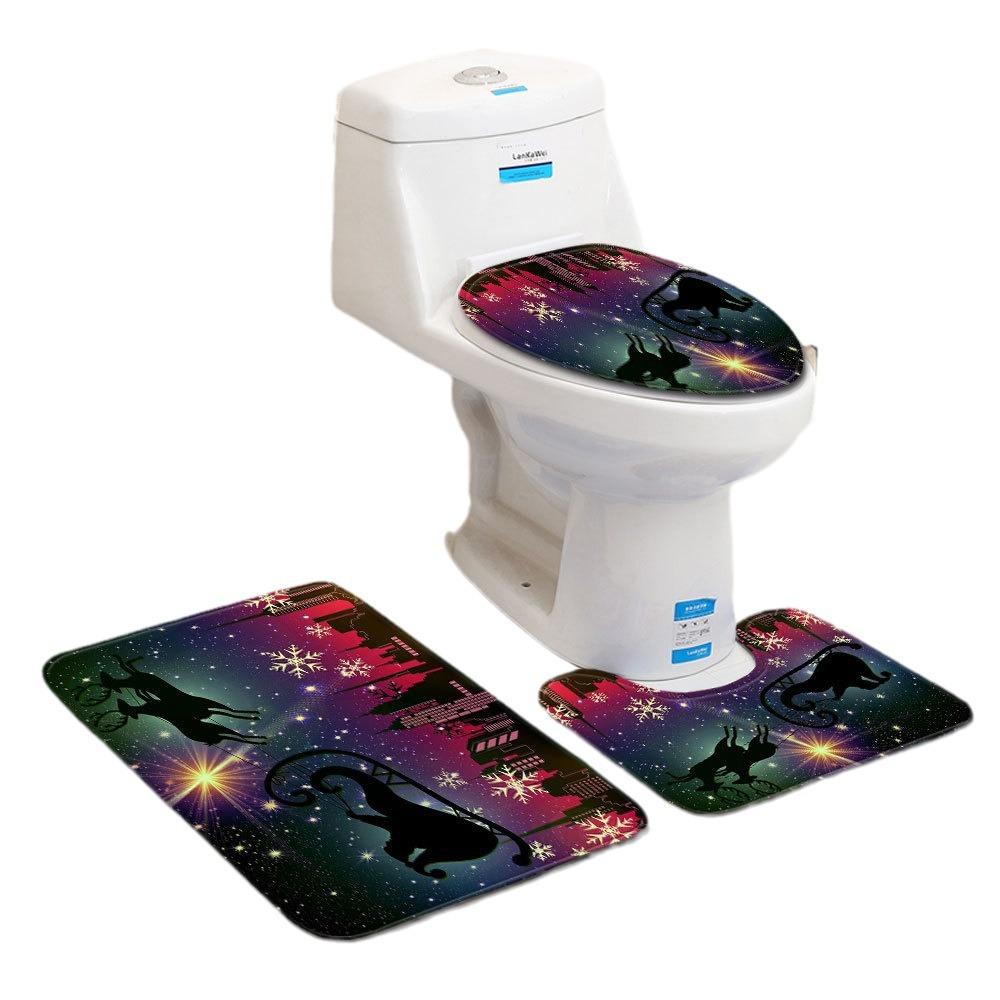 Christmas Bathroom Floor Mat Toilet Three-Piece Set