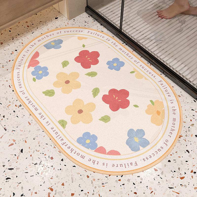 Absorbent Quick Drying Non-slip Diatom Mud Mat Bathroom Toilet Toilet Door Mat Easy To Clean Bathroom Door Mat