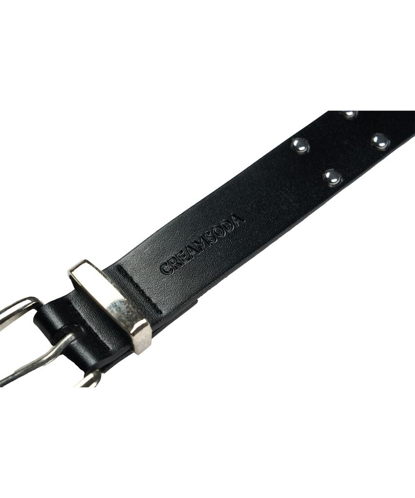 CREAM SODA LAB Double Stud Leather Belt Black