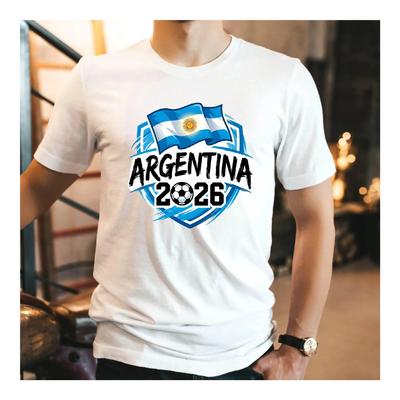2026 Hot Sales Argentina Cotton T-shirt Men's and Women's Summer Cotton Clothing Harajuku Fashion Round Neck Short Sleeve Top