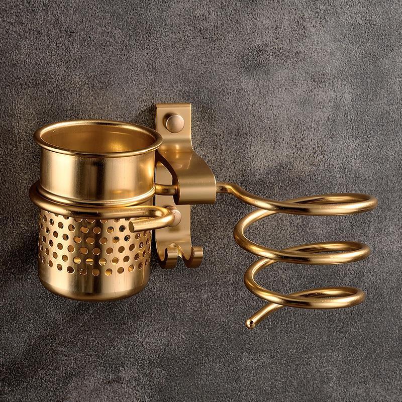 Golden Haie Dryer Rack with Cup Hair   Households Rack Hair Blow Dryer Holder Aluminum Shelf Bathroom Accessories  WF