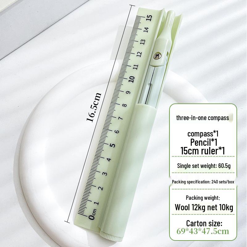 

Набор портативных компасов-линеек 3-в-1 - 15 см Студенческий инструмент для рисования и измерения 15cm