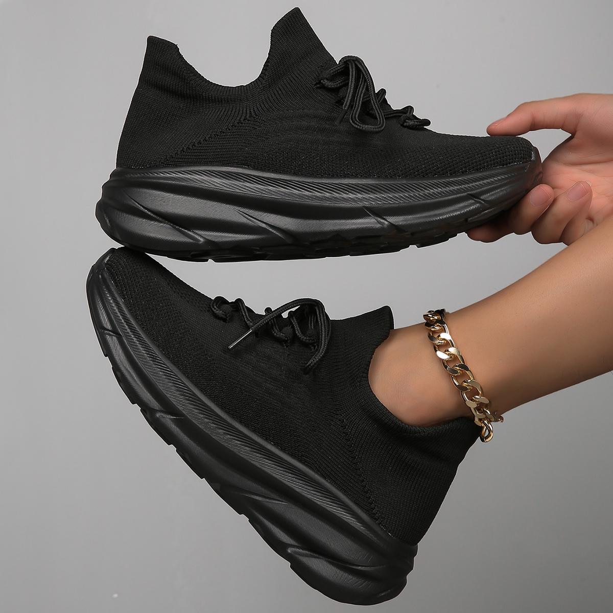 

Женские высокие носки, спортивная обувь, однотонные трикотажные рукава, дышащая обувь для ходьбы на открытом воздухе. 40