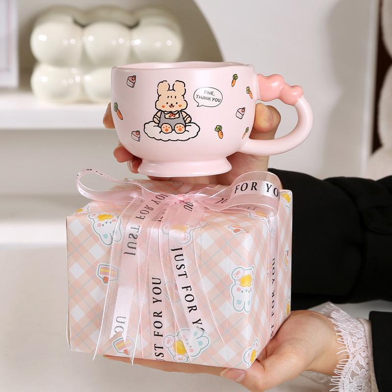 Creative Love Ceramic Cup Cute Bear Rabbit Coffee Cup Birthday Gift Creative Mug Business Event Gift