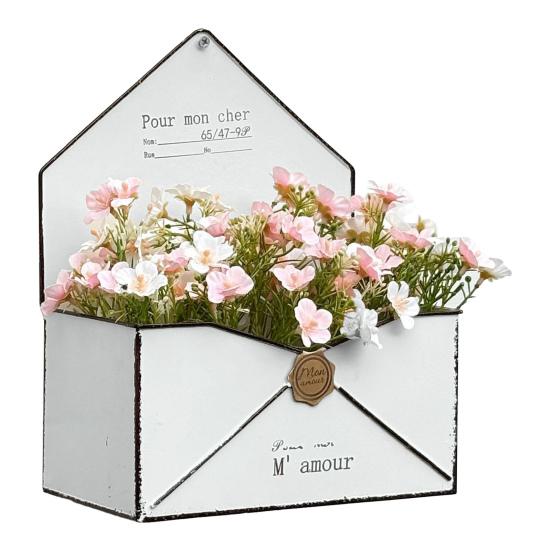 

Настінний горщик Форма конверта Настінна кашпо-коробка Ретро залізний горщик з дренажним отвором для приміщення, саду, балкона