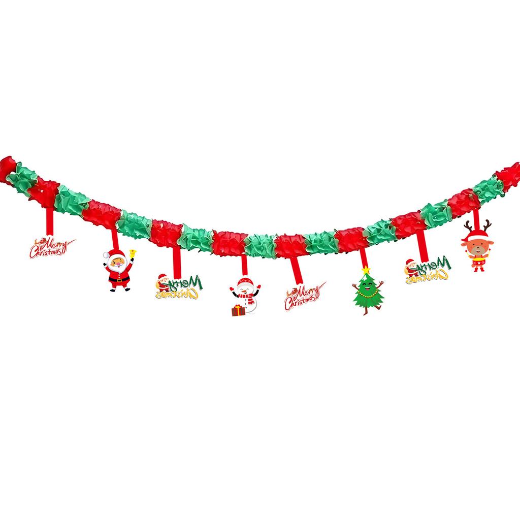 Christmas Banner Decoration Holiday New Year Party Honeycomb Paper Pull Flower Pendant Santa Ceiling Arrangement Decoration