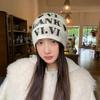 Autumn and Winter New American Trendy Brand Letter Knitted Hat Women's Personality Niche Ear Protector Wool Hat
