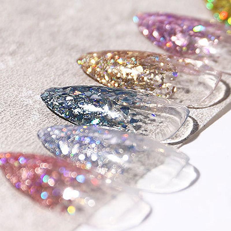 6 Pcs/Set Glitter Flakes Irregular Aluminum Foil Sequins For Nails Chrome Powder Winter Manicure Nail Art Decorations