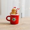 Christmas Resin Statue Gingerbread Snowman Elder Tea Cup Festive Decor Tabletop