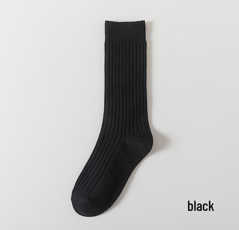Autumn/Winter Women's Long Tube Striped Cotton Socks - Breathable, Sweat-Absorbent, Boneless Pile Design.