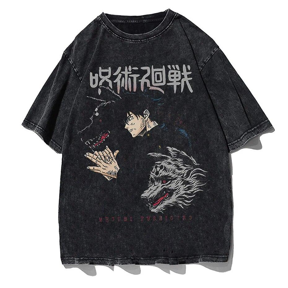 

Japanese Anime Jujutsu Kaisen T shirt Harajuku Washed T-Shirt Cotton Casual Tshirt Short Sleeve Oversized O-Neck Unisex T shirt