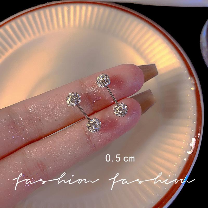 Threaded silk studs, ear holes, earbone studs, zircon cochlear studs, simple temperament earrings, earrings.