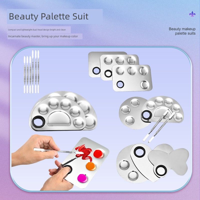 

Stainless Steel Palette Makeup Palette Painting Beauty Blending Liquid Foundation Board Makeup Tools 115mm stainless steel color bar (red head bag)