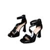 Ladies' Sexy Temperament Thick High Heels Shoes Fashionable Bags Zippered Women Shoes Comfortable  Breathable Square Sandal