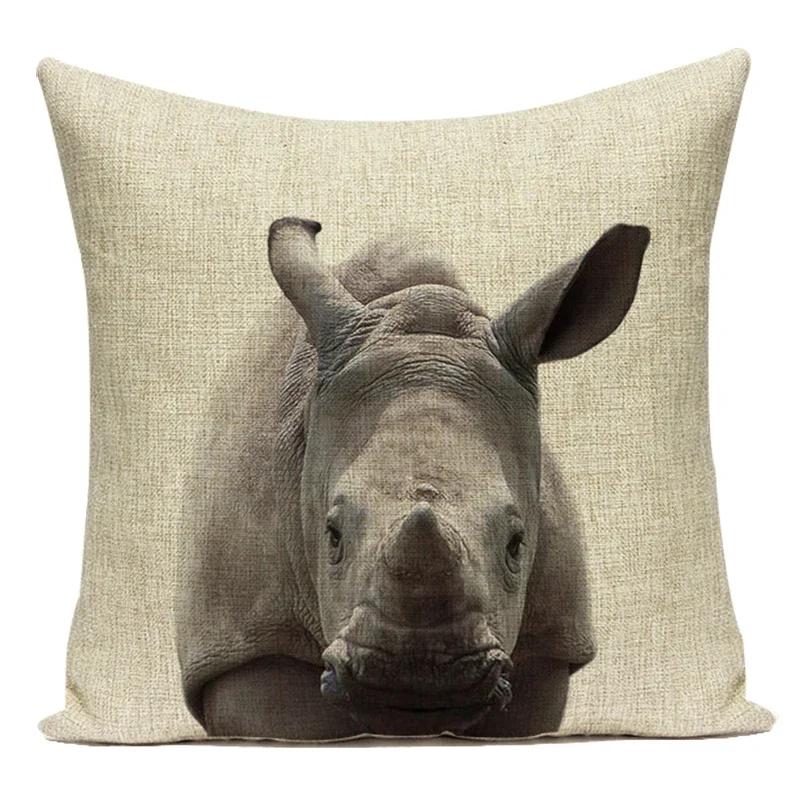 Cute Cartoon Giraffe Deer Lion Pillow Case Nordic Kids Room Decor Animal Cushion Cover For Sofa Car Bedroom Pillow Covers