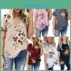 Elegant Summer Women Blouse Floral Print Short Sleeve Loose Casual T-shirt Tops