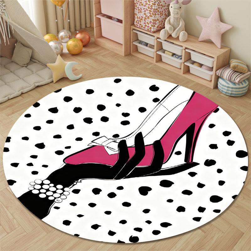 Geometric Pattern Round Area Rug, Modern Abstract