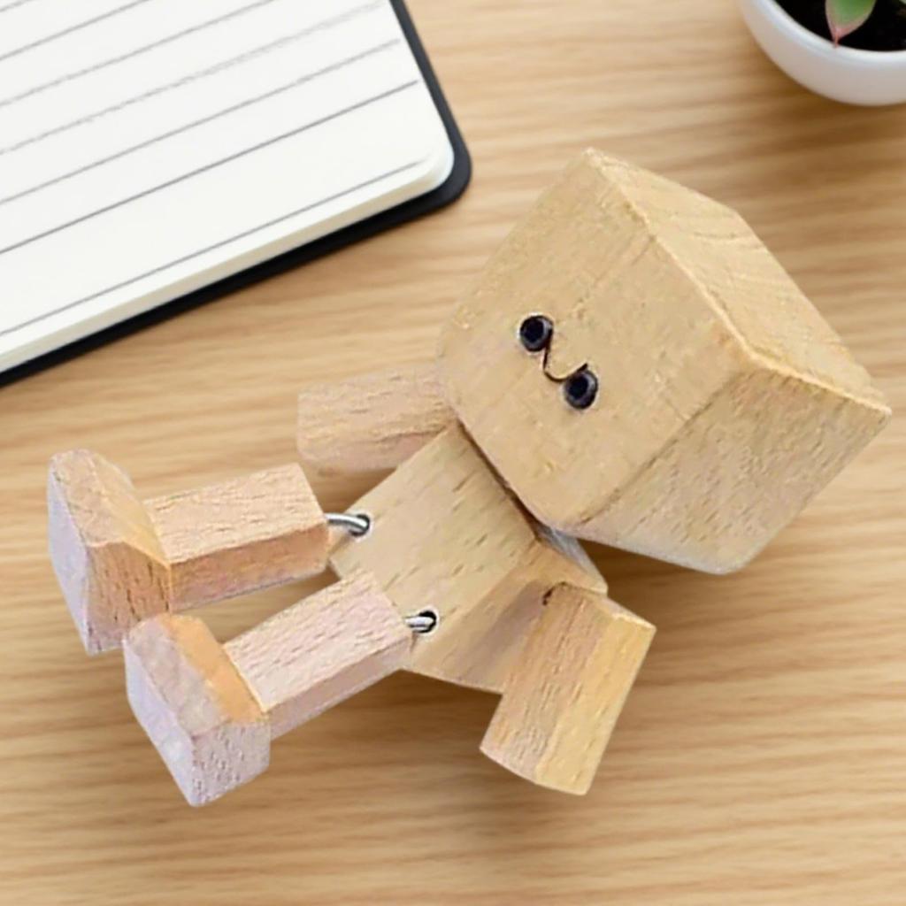 Jescion Dashboard Decoration, Swinging Wooden Doll Decoration, Movable Articulating Wooden Car Accessories with Cute