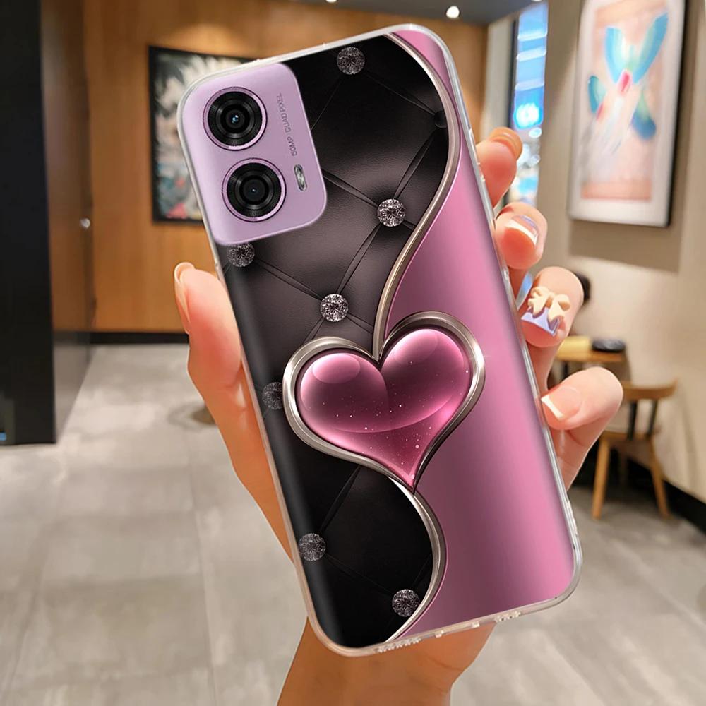 For Moto G24 Phone Case Lovely Panda Patterns Soft TPU Clear Silicone Bumper For Motorola G04 MotoG24 Cover Fundas For Moto E14