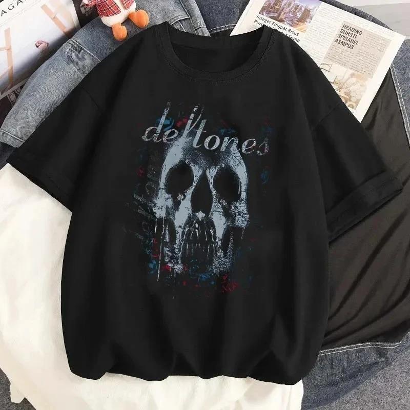 Mode Deftones Around T-Shirt Hip Hop Rockband The Fur Tour Band Konzert Katze Grafik T-Shirts Dicke Baumwolle Übergroßes T-Shirt