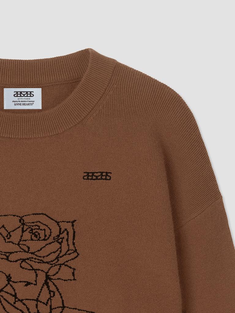 Aenhacheu Rose Sketch Round Knit Brown