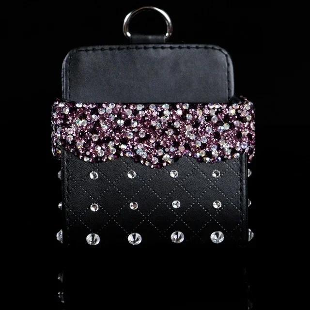 Car Diamond Inlaid Storage Bag Car Air Conditioning Vent Storage Bag Creative Diamond Storage Box Miscellaneous Box