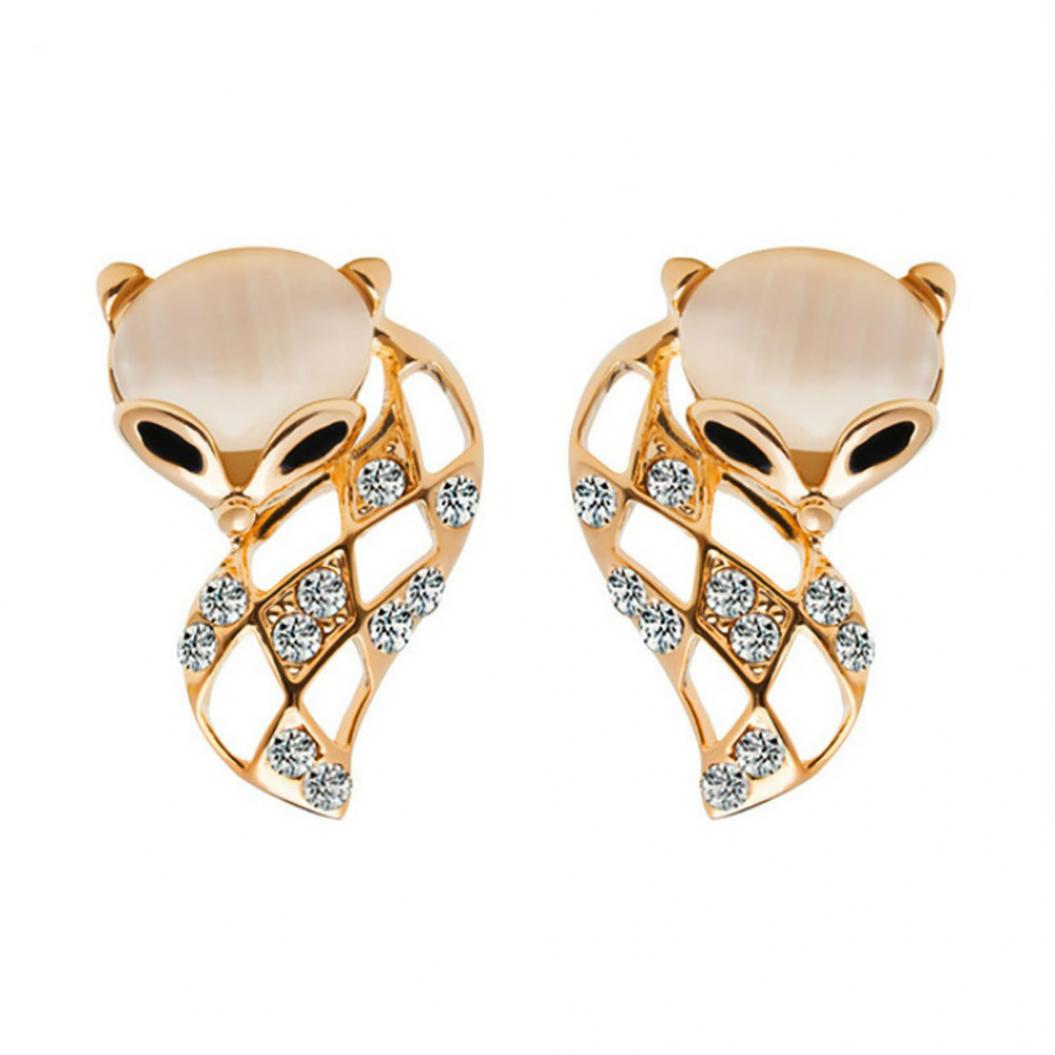 

Серьги-гвоздики в виде лисы золотистый