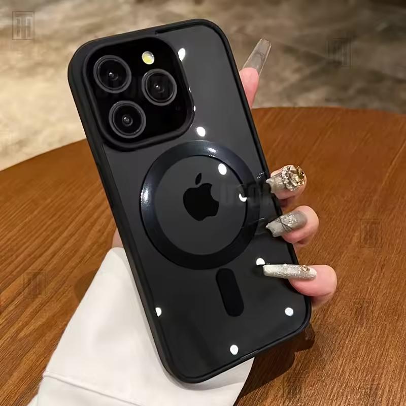 

Новый прозрачный акриловый чехол для iPhone 16 15 14 13 12 11 Pro Max 16 Plus, прочный, ударопрочный, мощный магнитный чехол Magsafe iPhone 13 Mini чёрный