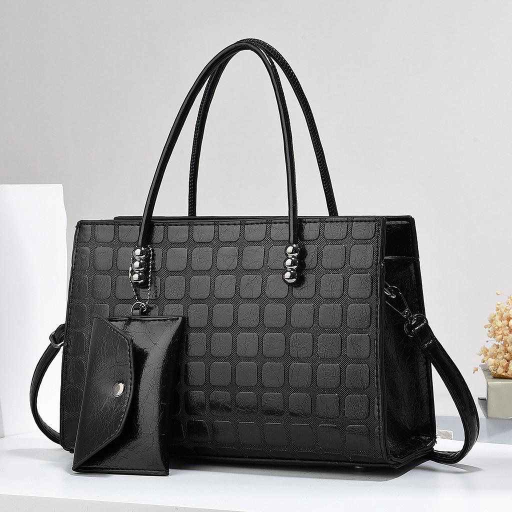 Elegant Pu Leather Tote Bag With Trendy Plaid Design Ideal For Everyday Outfits In Multiple Colors