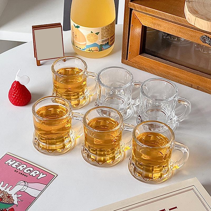 50Ml Mini Crystal Clear Beer Whiskey Glasses Durable Thickened Glasses Cute Coffee Mug Korean Sake Cups Barware Dining Bar
