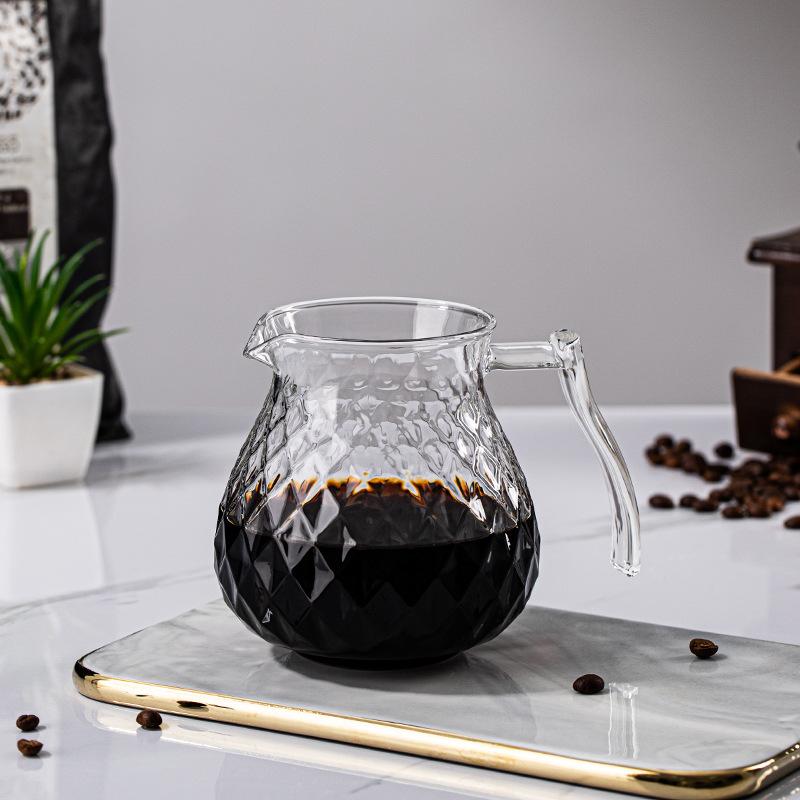 High Borosilicate Glass Amber Coffee Pot Hand Prune Coffee Sharing Pot