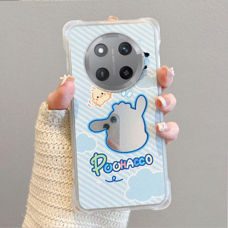 KEYSION Crossbody Strap Phone Case for HONOR X9c 5G Cute Cartoon Long Lanyard Mirror Shockproof Cover for Huawei Magic 7 Lite 5G