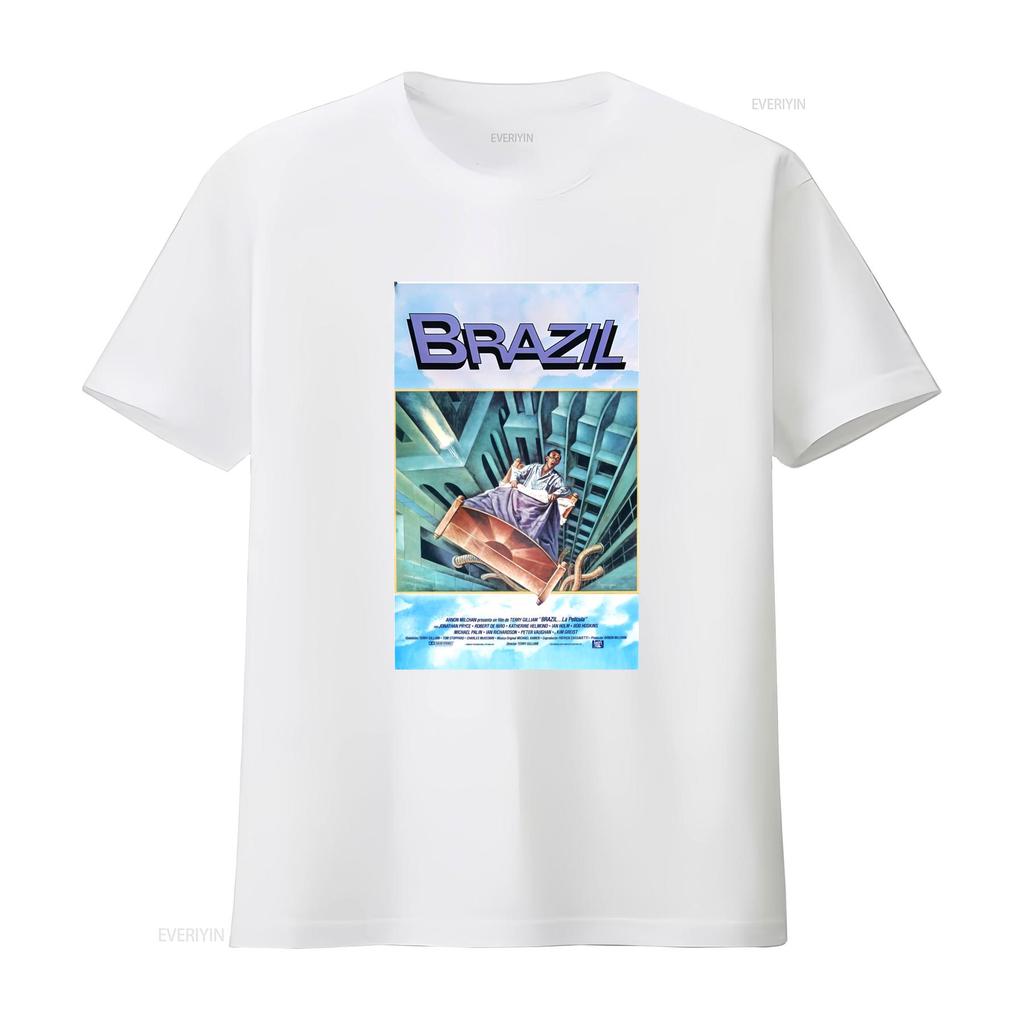 Retro Vintage Cult Movie Brazil Classic Poster Print Casual T Shirt Vintage Washed Versatile Fashion Top For Everyday Wear