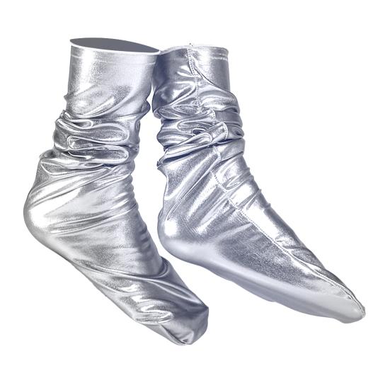 

Женские светоотражающие яркие цветные эластичные средние носки из искусственной кожи для ночного клуба серебряный