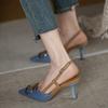 Sandals Women's French Temperament Blue Single Shoes 2025 New Pointed High Heels Stiletto Beautiful Denim High Heels