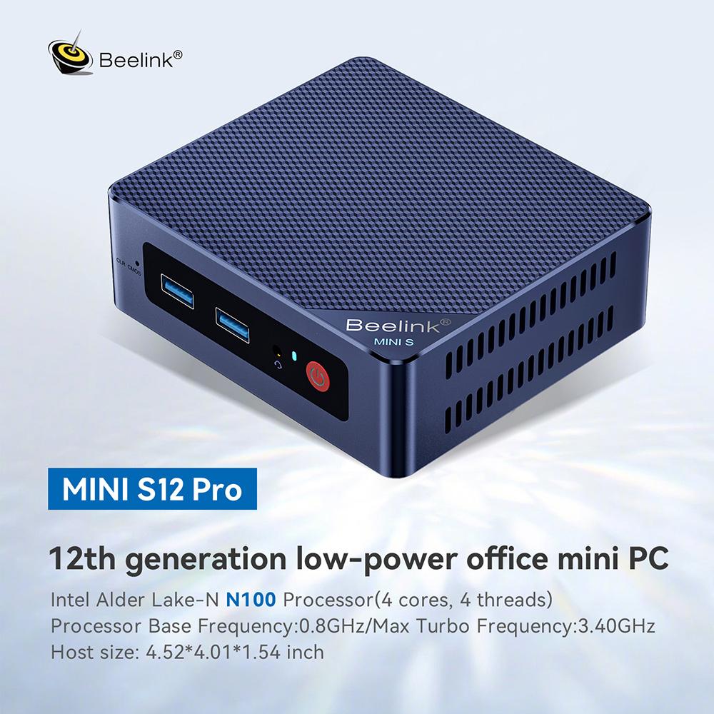 Beelink Min S12 Pro N100 Mini PC Win11 Pro Support 4K Wifi6 1000M LAN Desktop Mini Computer