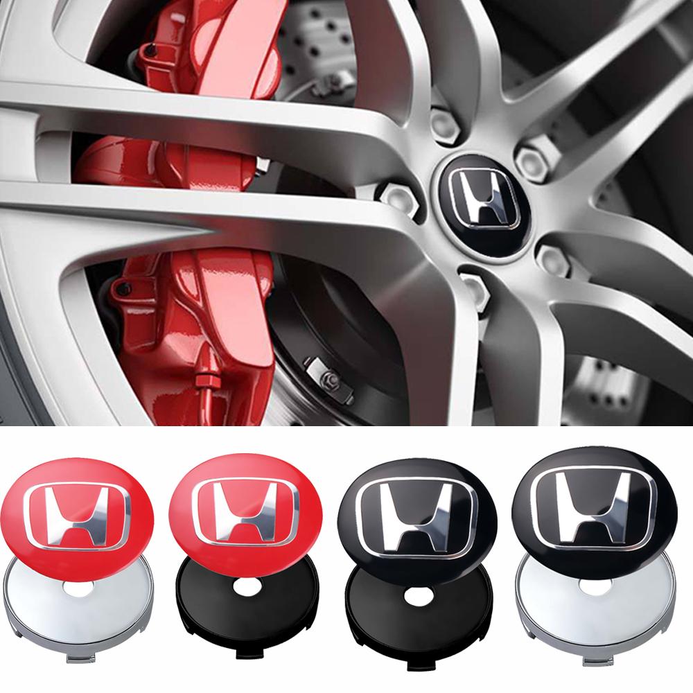 4Pcs Car Wheel Center Caps Badge Tire Hub Sticker Cover For Honda Jazz Fit Avancier Crv Accord Pilot City Prelude Mugen Power aju256