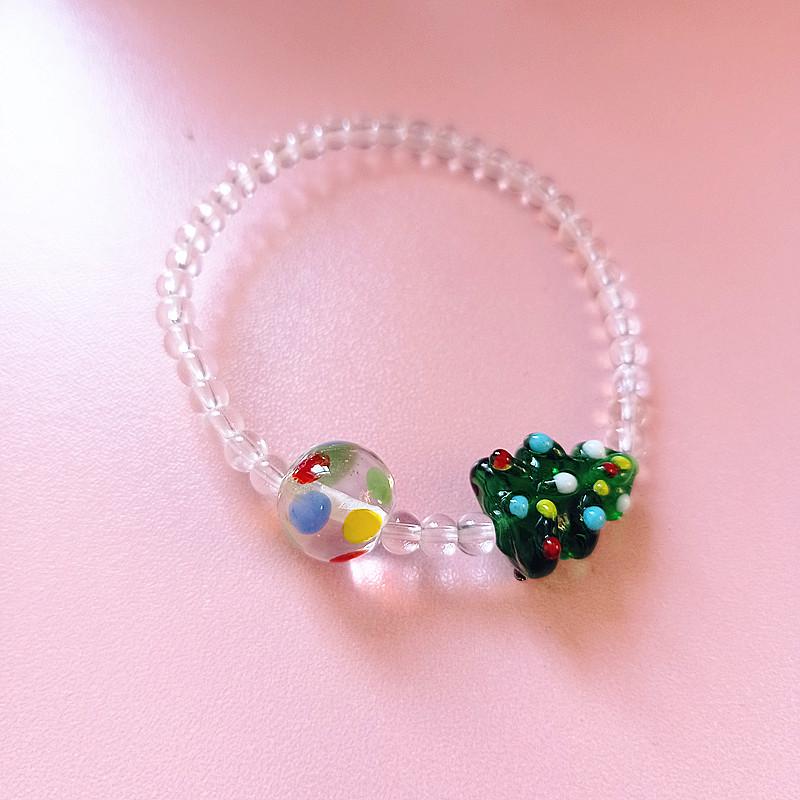 Hand-Painted Christmas Tree Beaded Bracelet - Personalized Gift for Best Friends