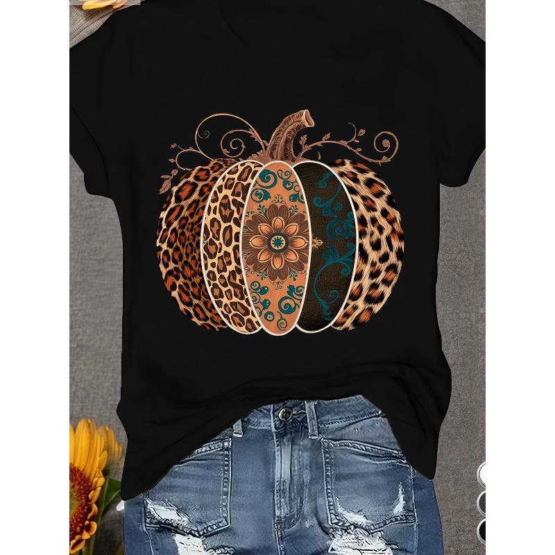 Pumpkin Pattern Women's Sports Short Sleeve T-Shirt