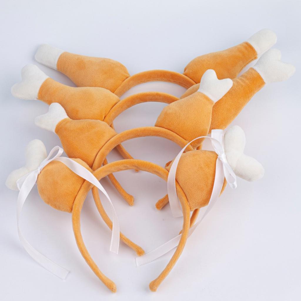 Spoof Turkey Leg Hairhoop Plush Chicken Leg Headband Cosplay Costume Festive Party Headdress Adult Kids Funny Headpieces