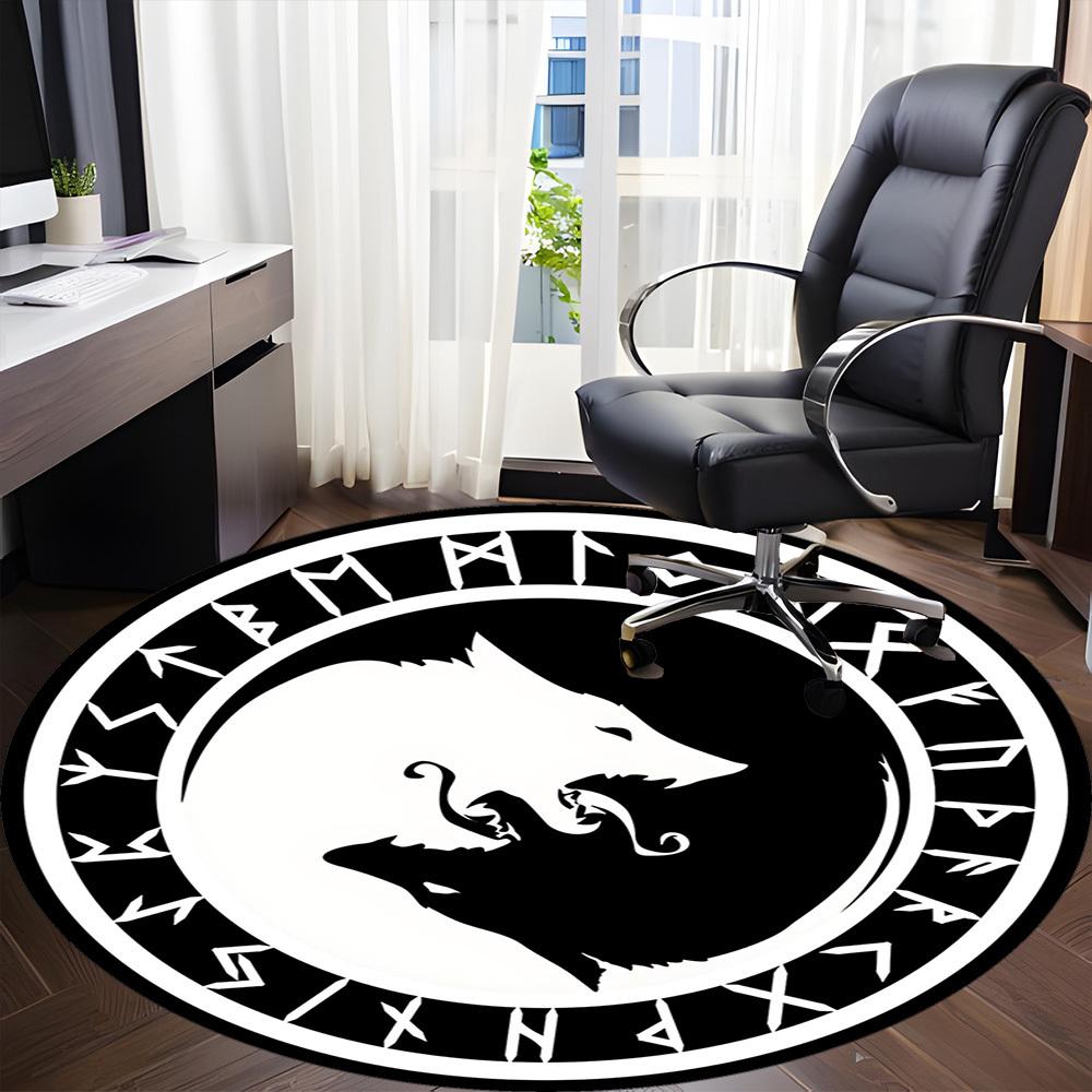 1pc Wolf Office Round Area Rug, Under Office Chairs Bedroom Living Room Home Decor, Room Deco, Available in Various Sizes