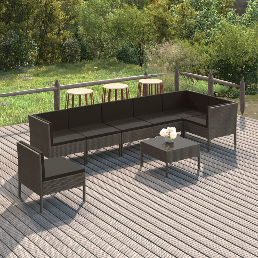 Salon de jardin 8 pcs avec coussins résine tressée