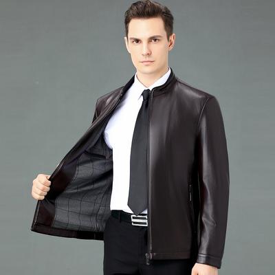 Vestes en Cuir Véritable pour Homme Vestes en Cuir à Revers pour Homme Ample Business Décontracté Vestes pour Homme Peau de Mouton Vêtements de Papa