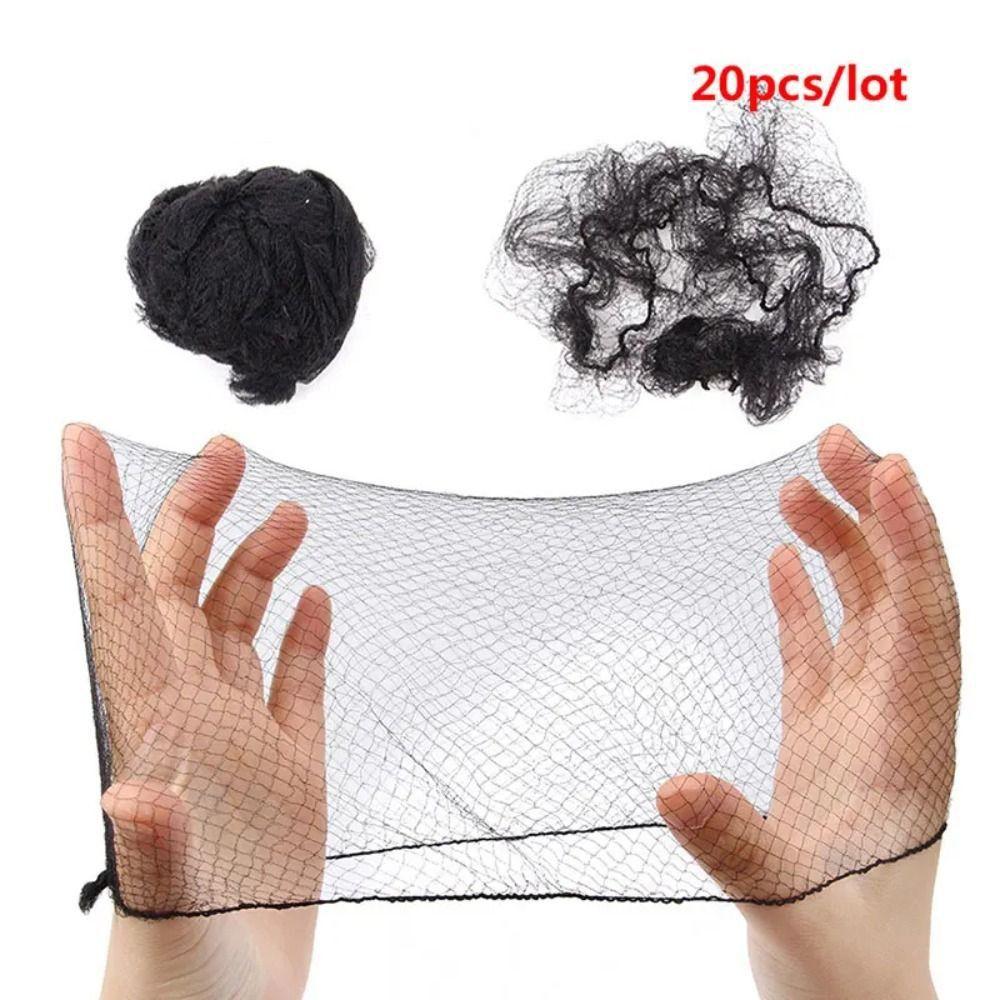20pcs Breathable Nylon Hairnets Wig Cap Invisible Hairnet Hair Styling Elastic Lines Hair Net