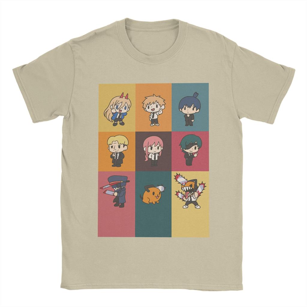 Anime Chainsaw Man TShirts Men Crew Neck Pure Cotton T Shirt Kobeni Manga Denji Power Reze Short Sleeve Tees Summer Clothes