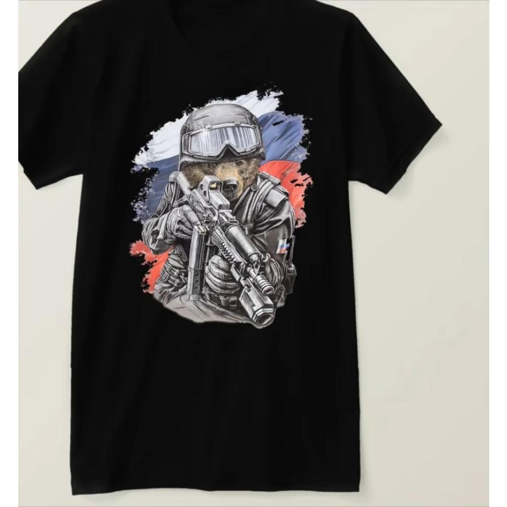 Russian Military Bear Special Forces T-Shirt O-Neck Short Sleeve Men's T Shirt Graphic T Shirts Women Men Clothing
